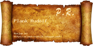 Plank Rudolf névjegykártya